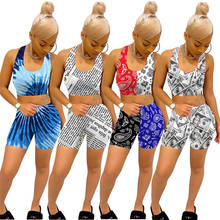 Bandana/US Dollar Print Women Two Piece Set Sleeveless Crop Top And  Shorts Summer Fashion Trackusits Casual Outfits S-XXL 2024 - buy cheap