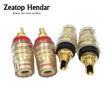 4 pçs de bronze banhado a ouro 4mm banana plug terminal ligação pós para alto-falante amplificador alta qualidade vermelho e preto 2024 - compre barato