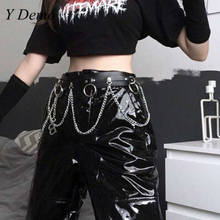 Cinturón gótico Punk para mujer, cinturón ajustable de cuero Pu, círculos de cadena, sello de cintura femenino 2024 - compra barato