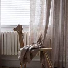 2020 moderno cor sólida tule cortinas para o quarto sala de estar cozinha linho branco sheer cortinas janela japão voile 2024 - compre barato