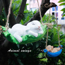 Creative Resin Simulation Swing Animal Sculpture Ornament Home Outdoor Courtyard Micro Landscape Pendant Fairy Mini Garden Decor 2024 - buy cheap