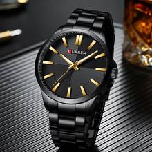 2021 мужские часы CURREN, мужские часы, роскошные модные черные золотистые кварцевые наручные часы из нержавеющей стали, мужские часы, мужские часы 2024 - купить недорого
