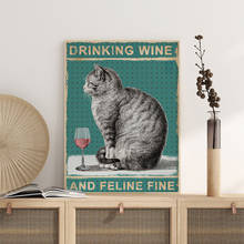 Drinking Wine Cat Wall Art HD Funny Printed Pictures Canvas Animal Home Decor Modular Painting No Frame Cuadros For Living Room 2024 - buy cheap