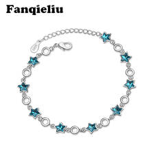 Fanqieliu 925 Sterling Silver Blue Star Crystal Charm Bracelets For Women Adjustable Link Chain Bangles Girl's Gift FQL20169 2024 - buy cheap