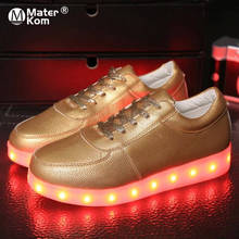 Zapatillas de deporte luminosas LED para niños, zapatos informales iluminados, Tenis de baloncesto brillantes dorados y plateados, talla 30-44 2024 - compra barato