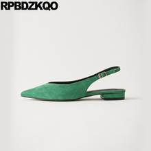 Suede Satin Green Designer Yellow Slingback Women Dress Shoes Flats 2021 Fitness Trending Polka Dot Sandals Pointed Toe Korean 2024 - buy cheap