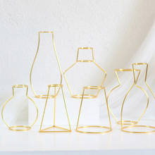 Nordic criativo linha de ferro vaso flor ouro mesa metal planta titular pote ornamento moderno sólida casa decoração mesa presentes 2024 - compre barato