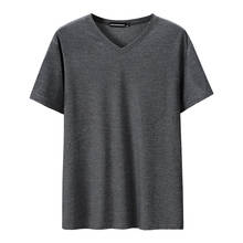 Camiseta de manga corta para hombre, Camiseta holgada de seda de hielo con cuello en V, estampada, de punto, talla grande 6XL, 7XL, 8XL, 9XL10XL, 11XL 2024 - compra barato