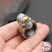 Anillo de plata esterlina S925 para hombre, joyería de moda retro tallada a mano, anillo de calavera punk, novedad de 2018 2024 - compra barato