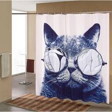 Cortina de chuveiro estampa gatos desenho animado cortina de banho impermeável mofo para banheiro 12pcs ganchos 2024 - compre barato