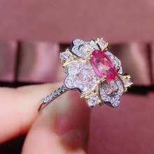 Женское кольцо из серебра 100% пробы с натуральным розовым топазом овальной формы 5 х7 мм 2024 - купить недорого