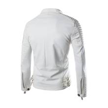 Chaqueta de cuero sintético para hombre, diseño de motocicleta, ajustada, a la moda, color blanco, nuevo, 2020 2024 - compra barato