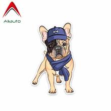 Aliauto Funny Car Sticker Animal Dog Scarf Cap French Bulldog PVC Waterproof Sunscreen Reflective Decal Decoration,7cm*12cm 2024 - buy cheap