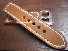 Handmade Watchband calfskin strap men's Vintage Watch belt Genuine leather watch band 24mm Thick line Retro Wristband Bracelet 2024 - buy cheap