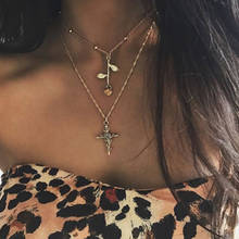 docona Cross Rose Flower Pendant Necklace for Women Metal Gold Mutil-Layer Chain Necklaces Chokers Collier Bohemia Jewelry 9502 2024 - buy cheap