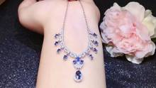 New Trendy 100% Natural Real Fashion Sapphire Pendant 925 sterling silver For men or women 2024 - buy cheap