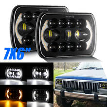 Faro LED para coche, Faro de Halo DRL de 7x6, 5x7 pulgadas para Jeep Wrangler YJ 1986-1995 para vehículos todoterreno Cherokee XJ 1984-2001 2024 - compra barato