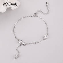 WYEAIIR Fashion Valentine's Day Gifts Romantic Sweet Zircon Heart Cute 925 Sterling Silver Female Resizable Bracelets 2024 - buy cheap