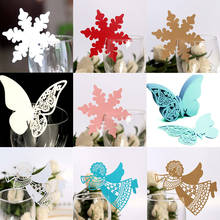 50pcs Butterfly Wine Glass Card Table Name Card Heart Snowflake Cup Card Escort Cards Wedding Table Decor Christmas Decorations 2024 - buy cheap