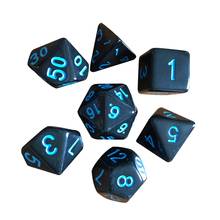 New 7pcs Multi-sided Polyhedral Acrylic Nickel Black Blue Digital Dice Gathering Party Table Game Dice Kit 2024 - buy cheap
