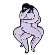 Naked hug art badge lesbian pride pin LGBT accessory 2024 - buy cheap