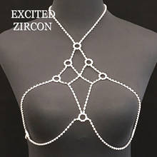Women's Fashion Luxury New Large Circle Bra Body Chain Sexy Rhinestone Crystal Bling Bikini Valentine's Day Gift Jewelry 2024 - buy cheap