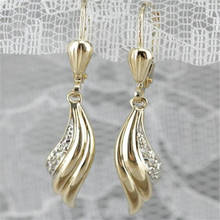 Temperament Female Geometric Crystal Gold Earrings Wedding Party Women's Clip Earrings Korean Style Fashion Jewelry 2024 - buy cheap