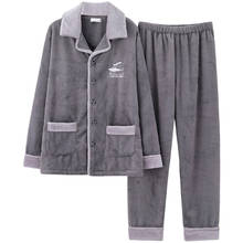 Autumn Winter Pajamas For Men Homewear Long Sleeve Thick Warm Men's Flannel Pajamas Set Casual Soft Plus Size 4XL Male Sleepwear 2024 - buy cheap