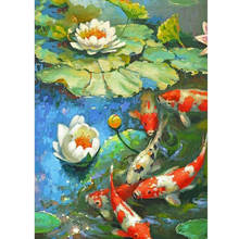 5D DIY Full Square Round Drill diamond painting cross stitch Salmon pond mosaic embroidery sale animal home decoration AA2077 2024 - buy cheap