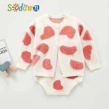 Soamanhecer 2021 roupas de bebê meninas outono macacão de malha para bebês conjunto infantil cardigã suéter de algodão macacão para bebês 2024 - compre barato