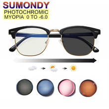 SUMONDY Photochromic Myopia Glasses Sunglasses Women Men Classic Prescription Spectacles For Shortsighted  0 -0.5 To -6.0 UF106 2024 - compre barato