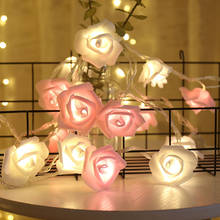 Светильник рлянда с белыми и розовыми цветами розы, романтическое свадебное украшение, украшение на День святого Валентина, товары для дня рождения и Рождества 2024 - купить недорого