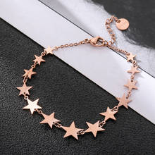 Brazalete de cadena de estrellas de acero inoxidable para mujer, pulsera de oro rosa, regalo de fiesta, novedad 2024 - compra barato