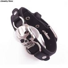 Cool Vintage Retro Rivet Punk Cool Hip Hop Accessorie Leather Skull Skeleton Biker Bracelet Mens Jewelry 2024 - buy cheap