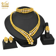 Dubai Jewelery Set Bridal Diamonds Necklace Sets Earrings For Women Indian Hawaiian Gold Rings Bracelet African Gift Wedding 2024 - buy cheap