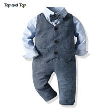 Top and Top Infant Boys Clothing Sets Boys Gentleman Suit Long Sleeve Shirt with Bowtie+Waistcoat+Trousers Baby Boy Tuxedo 2024 - buy cheap