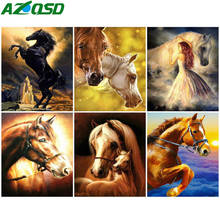 AZQSD Раскрашивание по номерам, наборы для рисования на холсте, лошадь, сделай сам, домашнее настенное искусство, Раскрашивание по номерам, Ручная Краска в виде животных, подарок 2024 - купить недорого