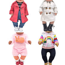 Roupas de boneca para brinquedo de 43cm, boneca recém-nascida e jaqueta de boneca americana, macacão de bebê com desenhos animados 2024 - compre barato