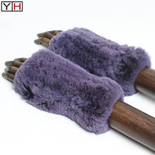 Lady 100%Natural Rex Rabbit Fur Knitted Gloves Winter Women Warm Genuine Rabbit Fur Gloves Brand Fashion Real Fur Gloves 2024 - buy cheap
