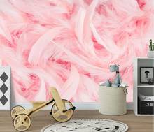 Beibehang-papel tapiz personalizado con foto, Fondo de pluma rosa, decoración del hogar, dormitorio de dibujos animados, habitación de niños, mural 3d 2024 - compra barato