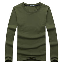 Camiseta de algodón para hombre, ropa informal de manga larga de Color sólido, ajustada 2024 - compra barato