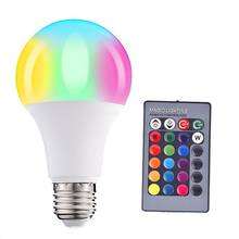 Bombilla LED inteligente con Control remoto para decoración de hogar, lámpara regulable RGB de 3 ~ 15W, E27, para vacaciones familiares, cocina, sala de estar, jardín 2024 - compra barato