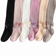 0-6Y Bowknot Baby Tights Spring Autumn Cotton Girl Pantyhorse Knitted Infant Vertical stripe candy color Children Pantyhose 2024 - buy cheap