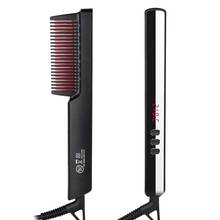 2021 Hair Straightener Brush Ionic Electric Hot Comb Straightening 6 Temp Settings & Anti-Scald LED Iron Heating Men Beard Brush 2024 - buy cheap