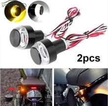 Cnc punho de guidão para motocicleta de led âmbar, finalizador de aperto, plugue, luz de seta para guidão de 22mm 2024 - compre barato