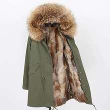 2021  real fur coat long women winter jacket natural rex rabbit fur parka detachable raccoon fur collar thick warm new 2024 - buy cheap