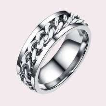 Кольца, вращающаяся кольцо для открывания бутылок, кольцо из нержавеющей стали с цепочкой, мужское кольцо из титановой стали, цвет вина 2024 - купить недорого