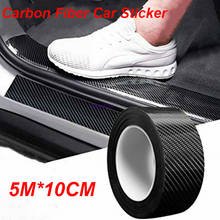 Pegatina de fibra de carbono 3D para coche, Tira protectora de pasta para puerta, espejo lateral, película protectora impermeable, 5M 2024 - compra barato
