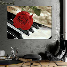 5d pintura de música flores bordado, piano, rosa, bordado de diamante completo quadrado, redondo, mosaico de imagens, artesanato 2024 - compre barato