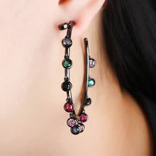 Trendy Round Colored Zircon Hyperbole Big Earrings for Women 2021 Fashion Exquisite Dangle Earrings Sexy Charm Jewelry Best Gift 2024 - buy cheap